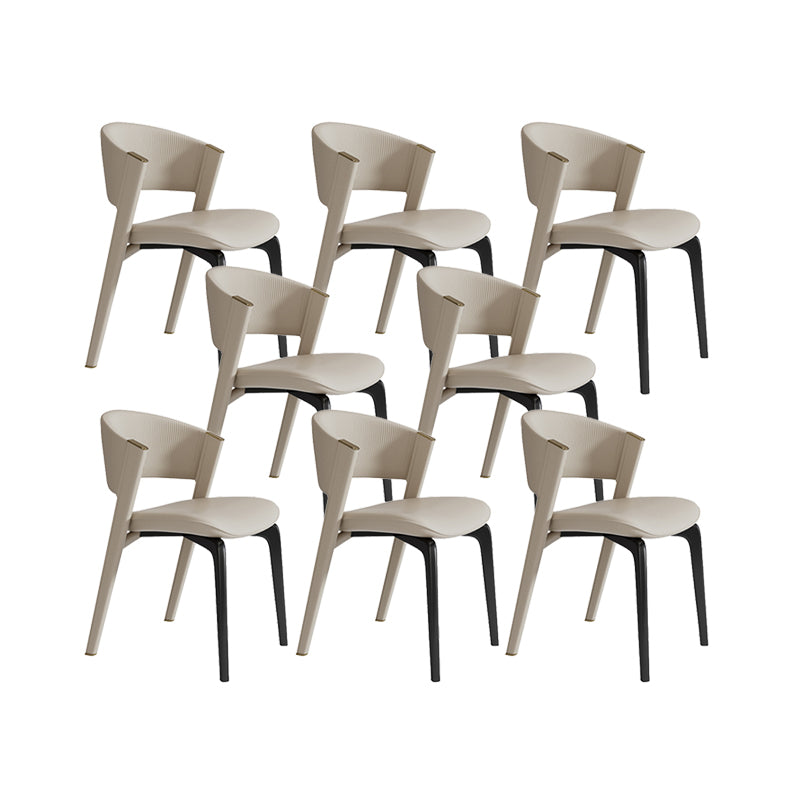 Faux Leather Dining Chair Nordic Style Open Back Armless Chair