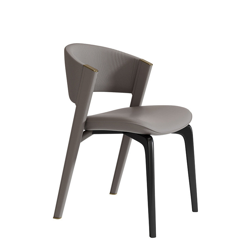 Faux Leather Dining Chair Nordic Style Open Back Armless Chair