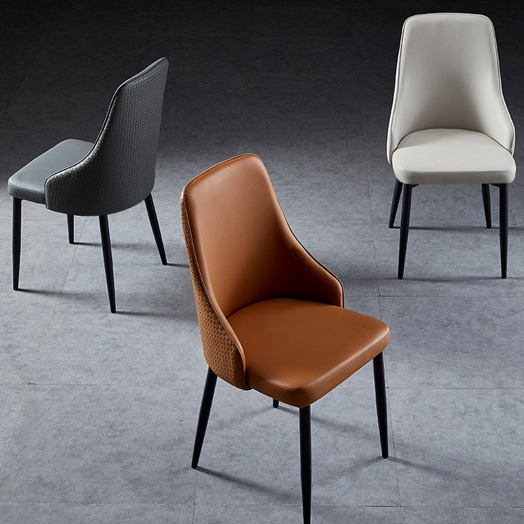 Contemporary Kitchen Dining Side Chair Leather Chair in Black Legs