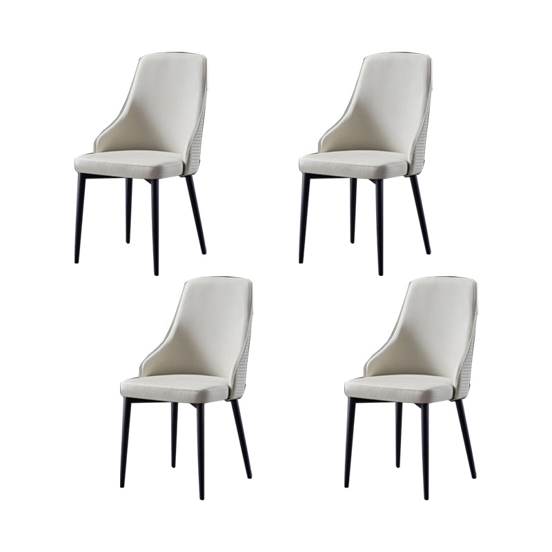 Contemporary Kitchen Dining Side Chair Leather Chair in Black Legs