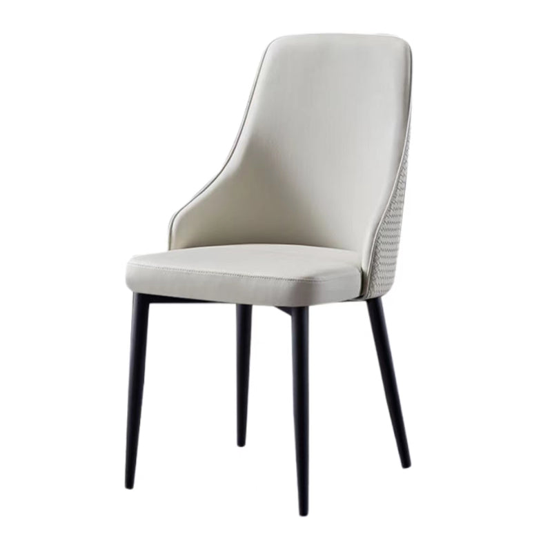 Contemporary Kitchen Dining Side Chair Leather Chair in Black Legs