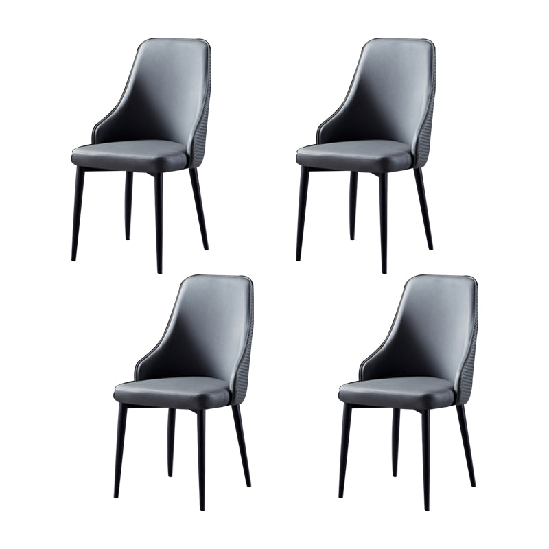 Contemporary Kitchen Dining Side Chair Leather Chair in Black Legs