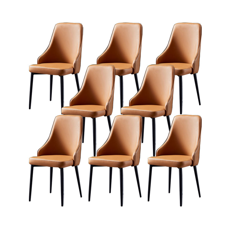 Contemporary Kitchen Dining Side Chair Leather Chair in Black Legs