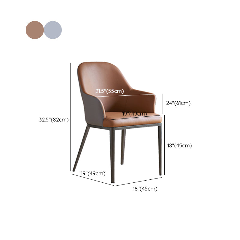 Contemporary Upholstered Arm Chair Home Faux Leather Dining Chair