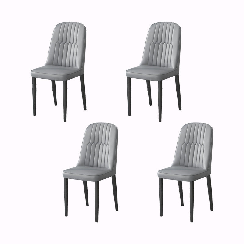 PU Leather Dining Chairs Nordic Style Parsons Armless Chair Set