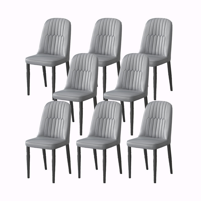 PU Leather Dining Chairs Nordic Style Parsons Armless Chair Set