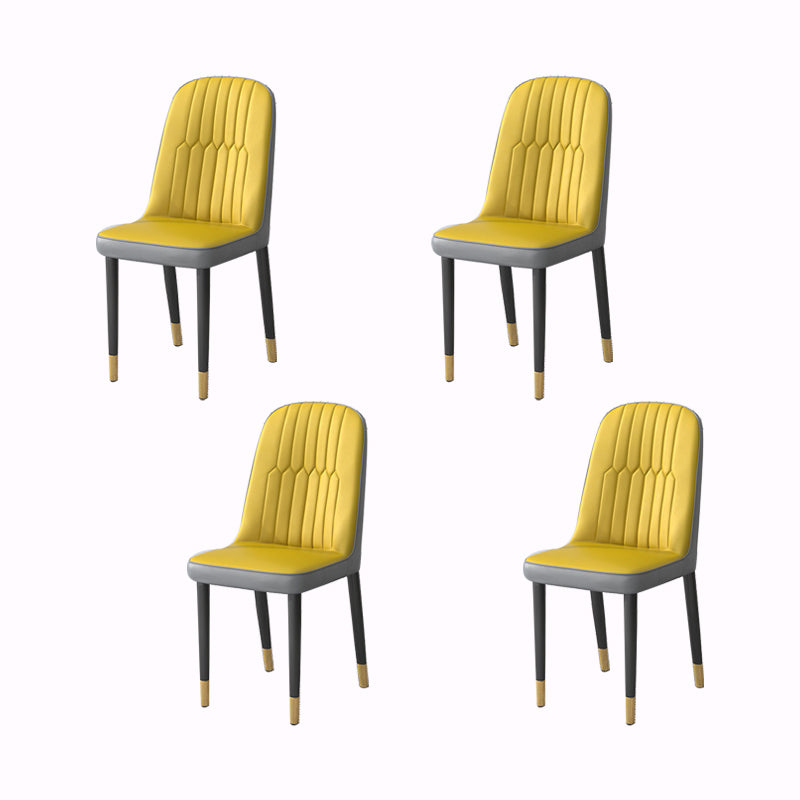 PU Leather Dining Chairs Nordic Style Parsons Armless Chair Set