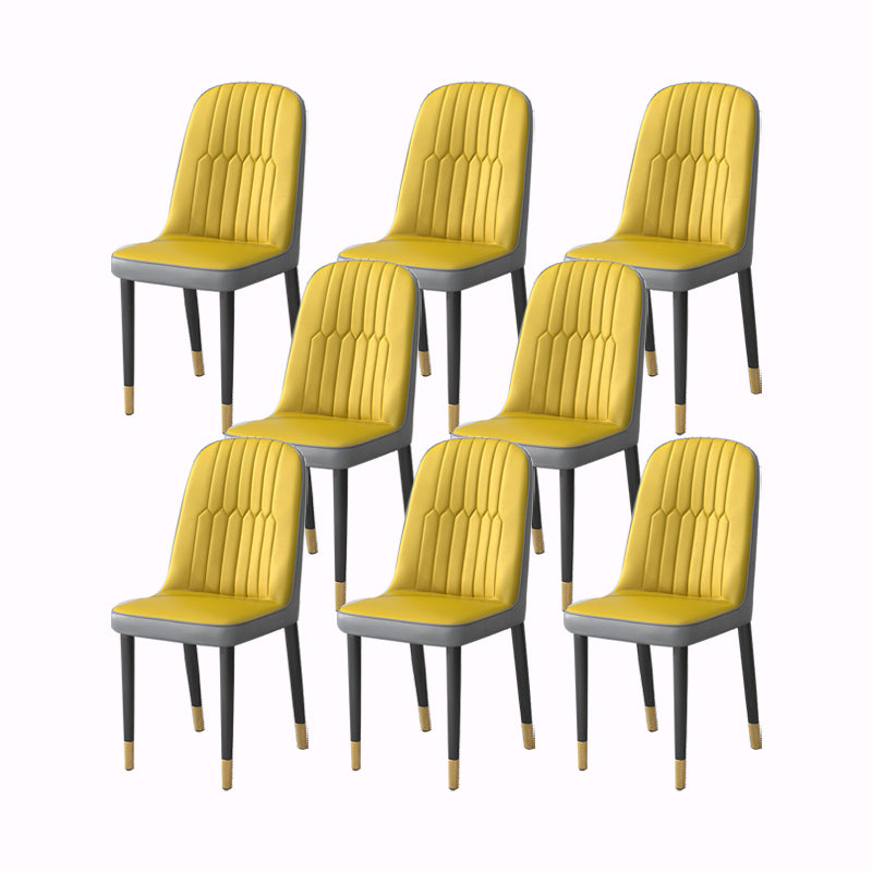 PU Leather Dining Chairs Nordic Style Parsons Armless Chair Set