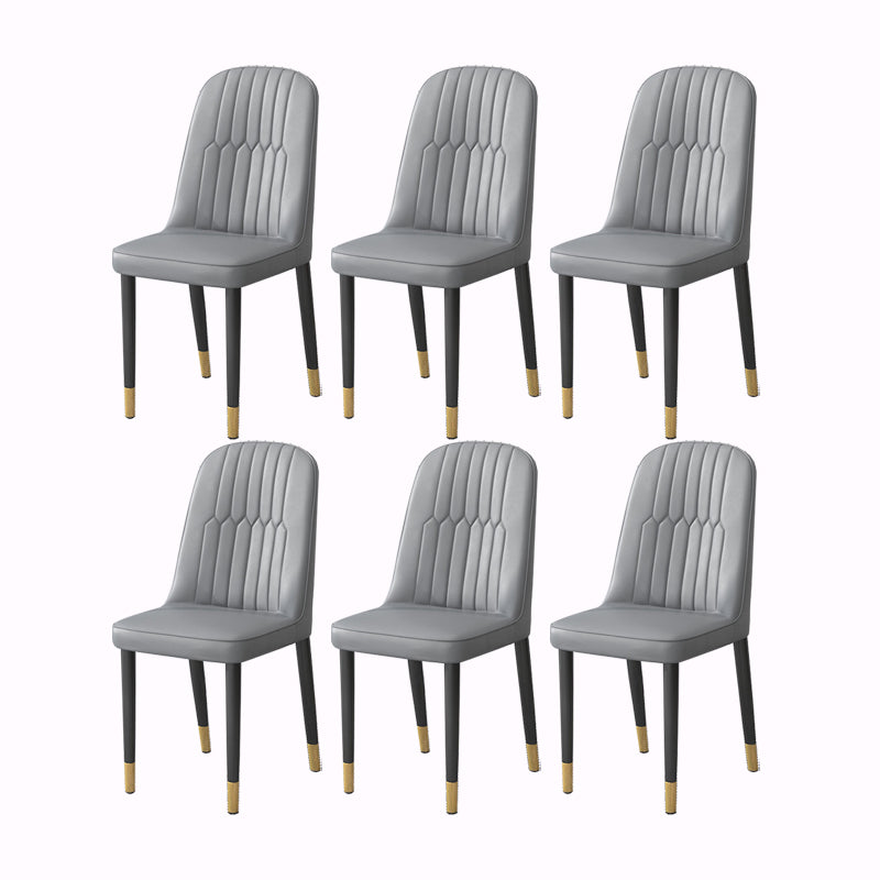 PU Leather Dining Chairs Nordic Style Parsons Armless Chair Set