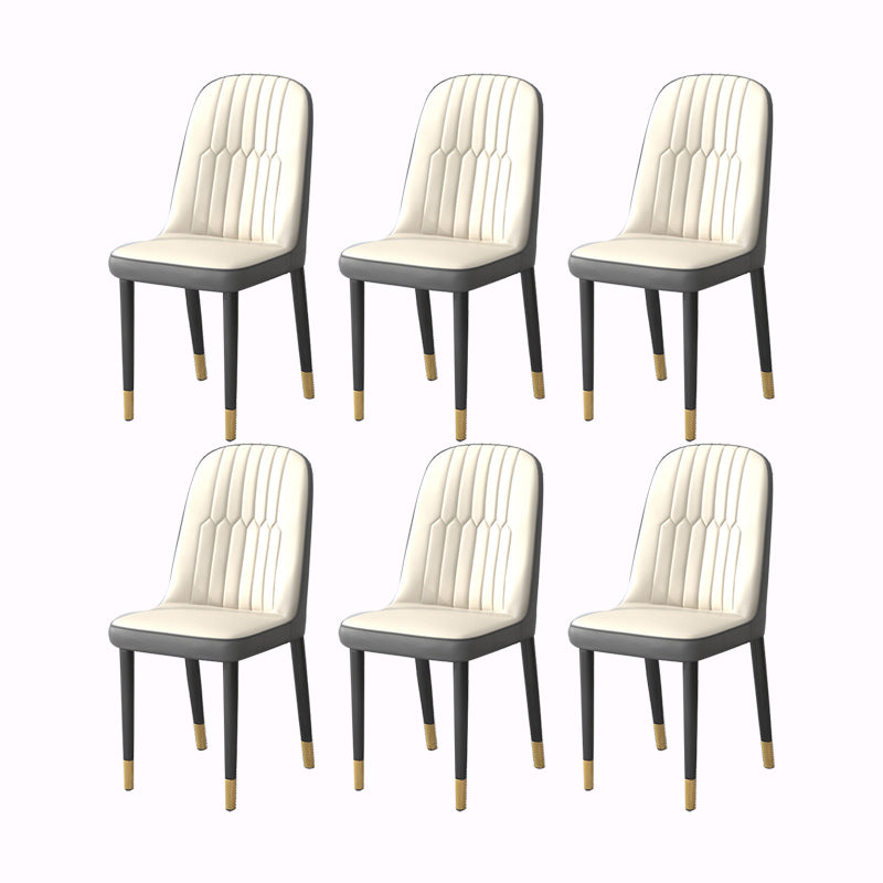 PU Leather Dining Chairs Nordic Style Parsons Armless Chair Set