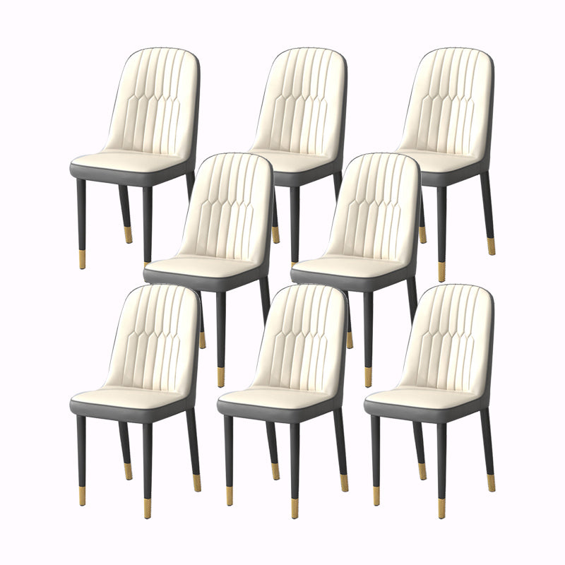 PU Leather Dining Chairs Nordic Style Parsons Armless Chair Set