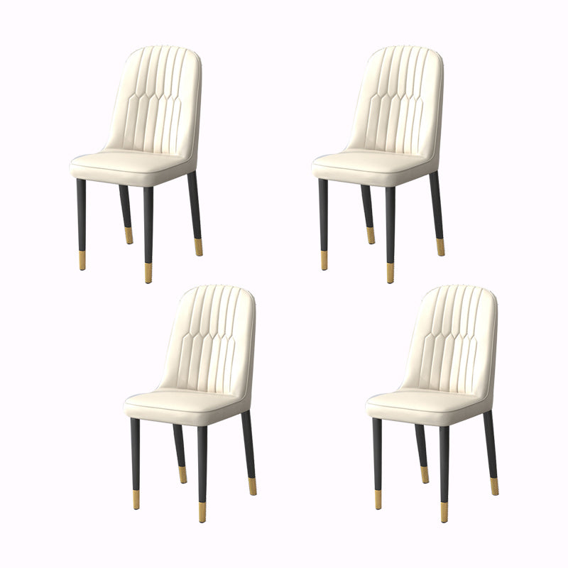 PU Leather Dining Chairs Nordic Style Parsons Armless Chair Set