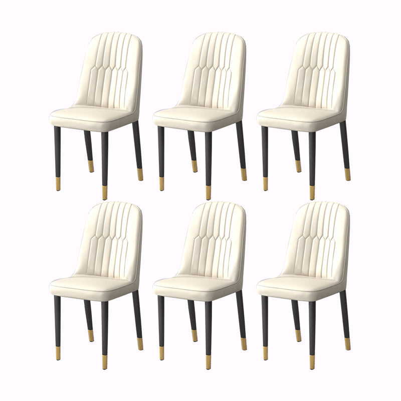 PU Leather Dining Chairs Nordic Style Parsons Armless Chair Set