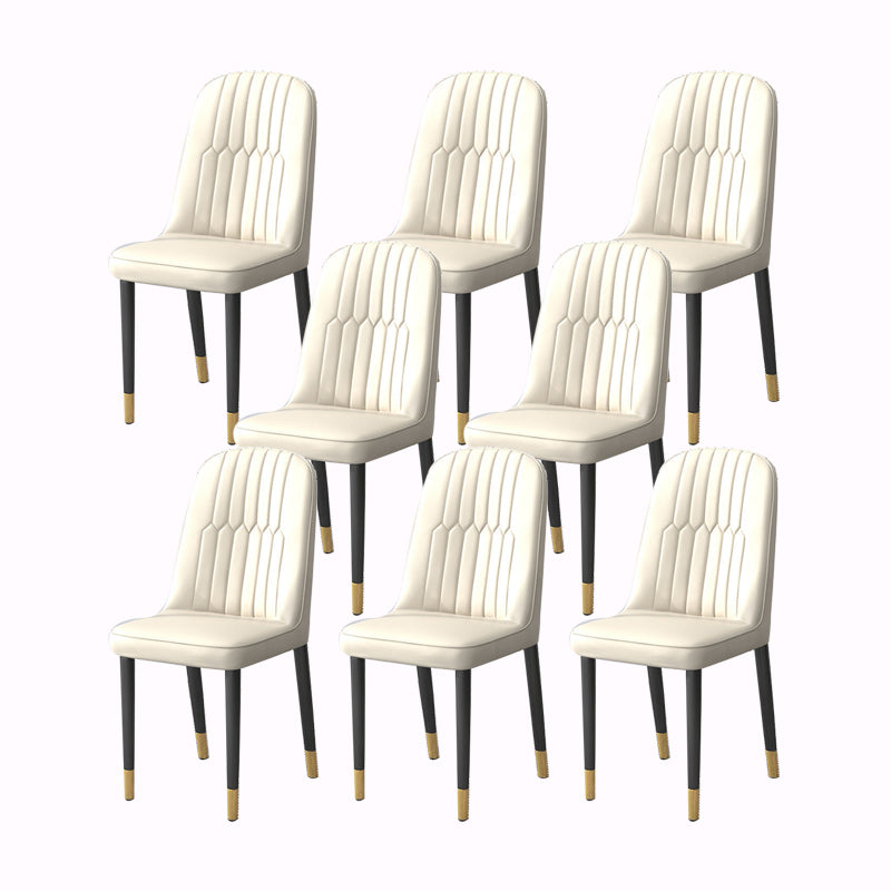 PU Leather Dining Chairs Nordic Style Parsons Armless Chair Set