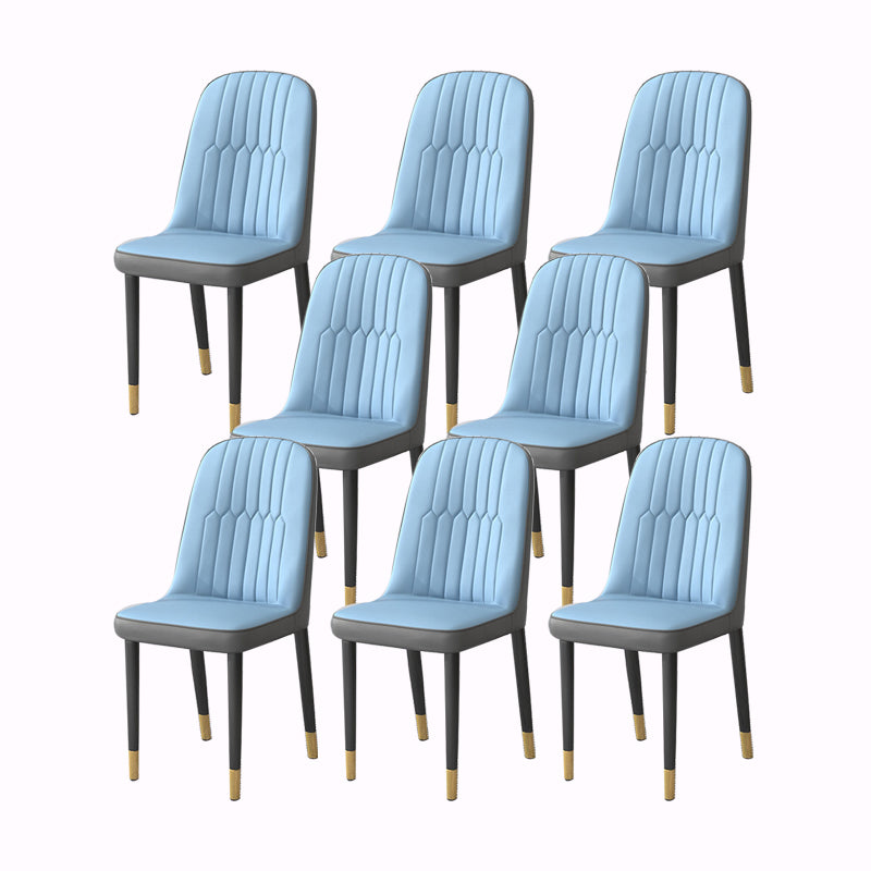 PU Leather Dining Chairs Nordic Style Parsons Armless Chair Set