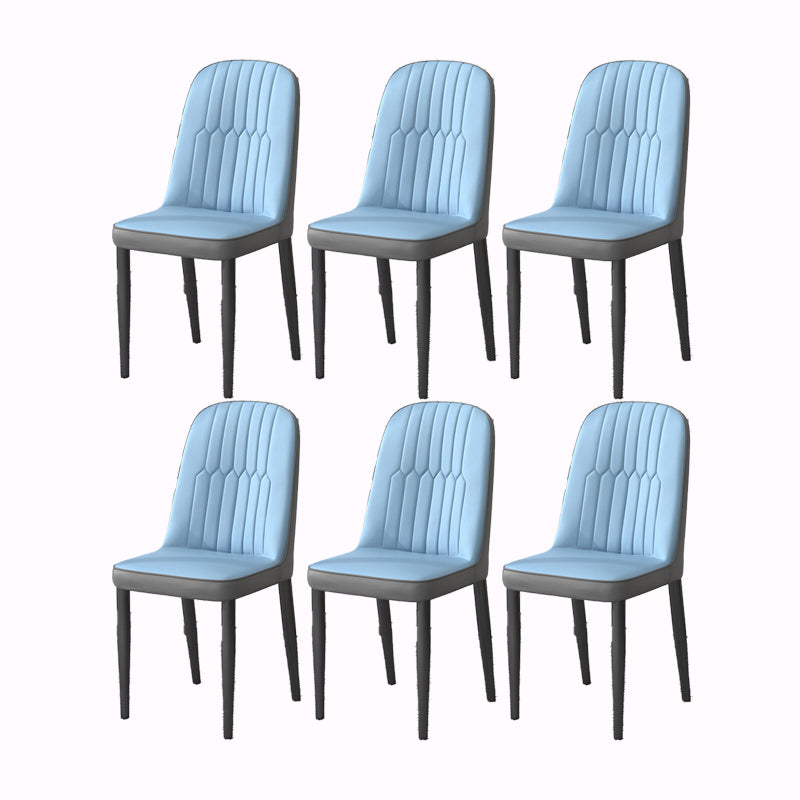 PU Leather Dining Chairs Nordic Style Parsons Armless Chair Set