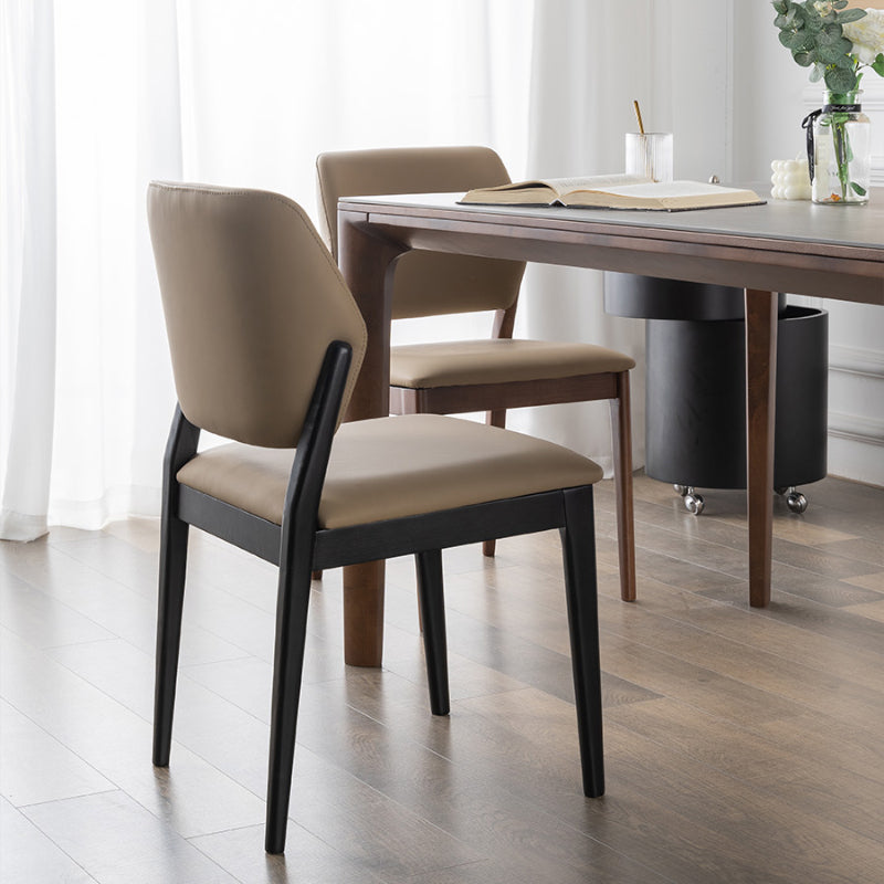 Industrial Upholstered Armless Chair Home Solid Wood Dining Chair