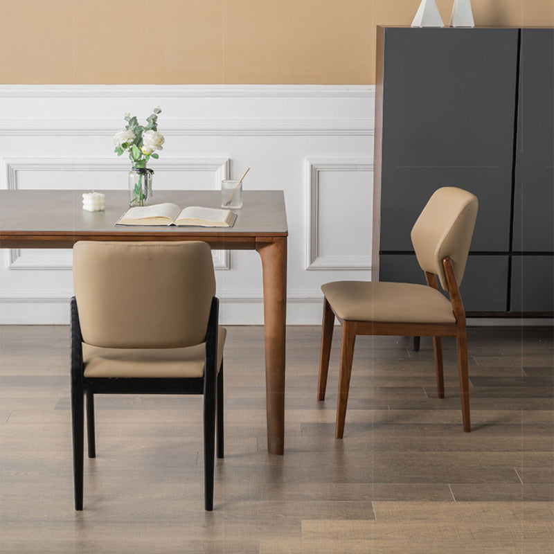 Industrial Upholstered Armless Chair Home Solid Wood Dining Chair