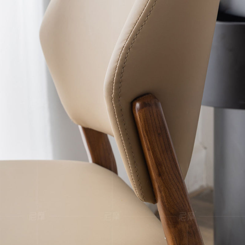 Industrial Upholstered Armless Chair Home Solid Wood Dining Chair