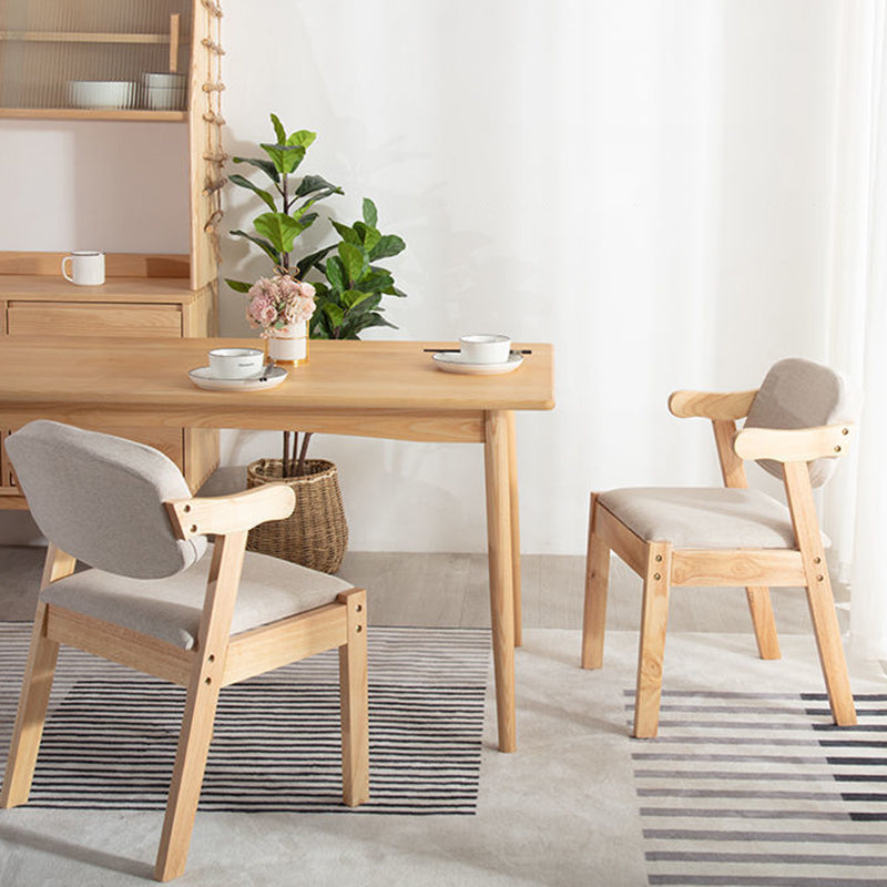 Solid Wood Dining Chair Modern Style Open Back Arm Chair for Dining Room