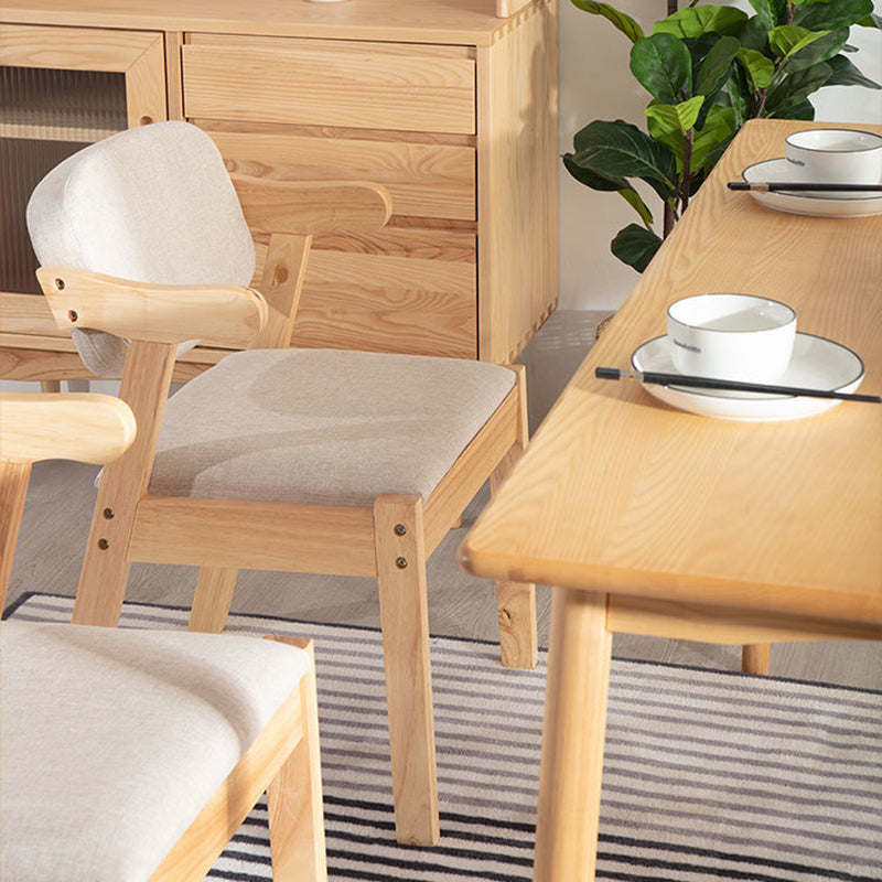 Solid Wood Dining Chair Modern Style Open Back Arm Chair for Dining Room