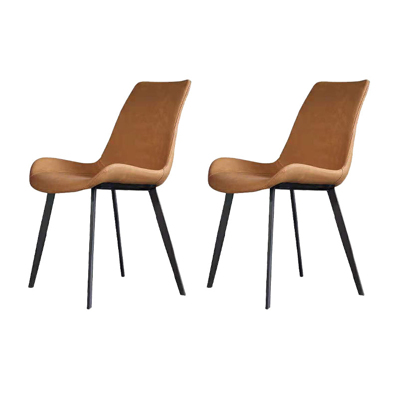 Faux Leather Dining Chairs Modern Style Side Chair with Black Legs