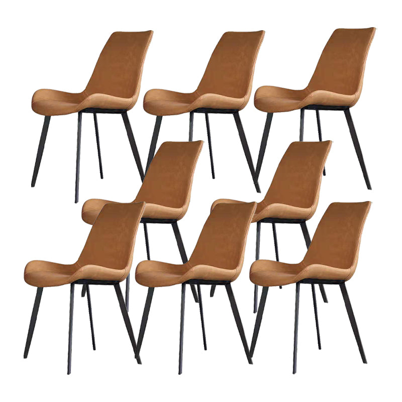 Faux Leather Dining Chairs Modern Style Side Chair with Black Legs