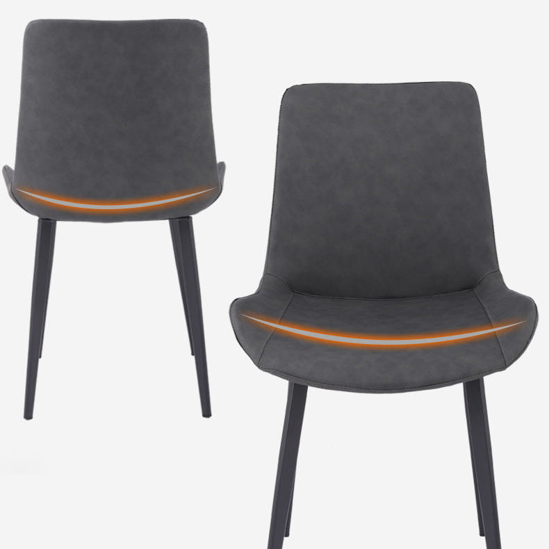 Faux Leather Dining Chairs Modern Style Side Chair with Black Legs