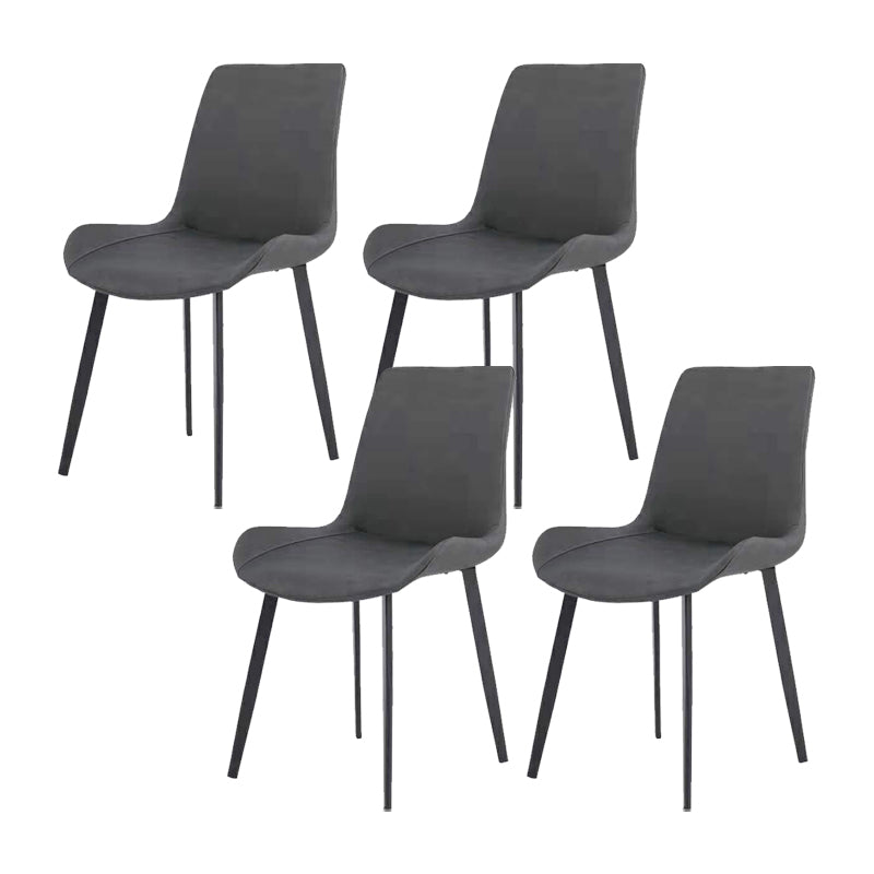 Faux Leather Dining Chairs Modern Style Side Chair with Black Legs