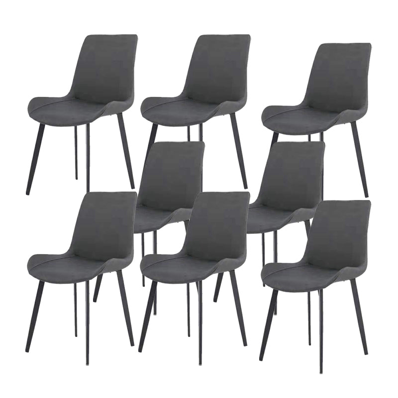 Faux Leather Dining Chairs Modern Style Side Chair with Black Legs