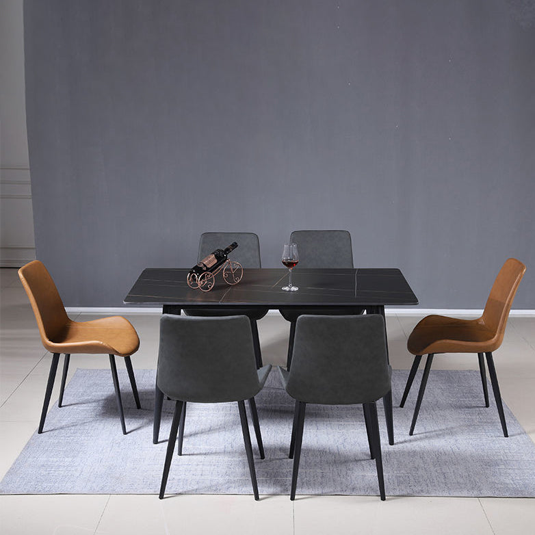 Faux Leather Dining Chairs Modern Style Side Chair with Black Legs