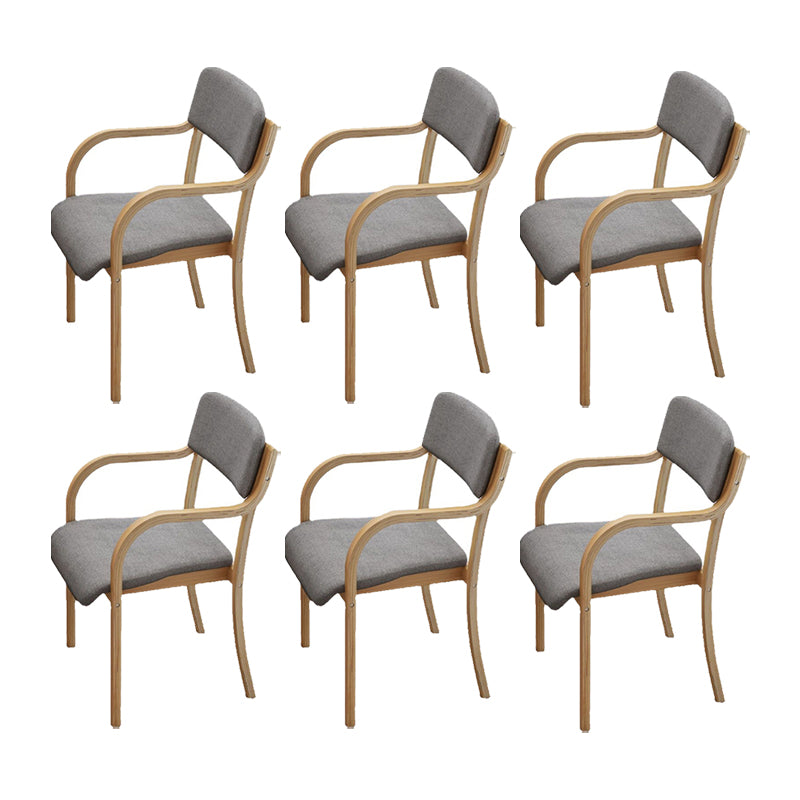 Fabric Arm Chair Solid Wood Open Back Dining Chair in Natural