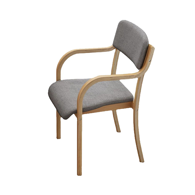 Fabric Arm Chair Solid Wood Open Back Dining Chair in Natural