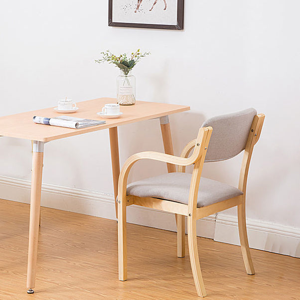 Fabric Arm Chair Solid Wood Open Back Dining Chair in Natural