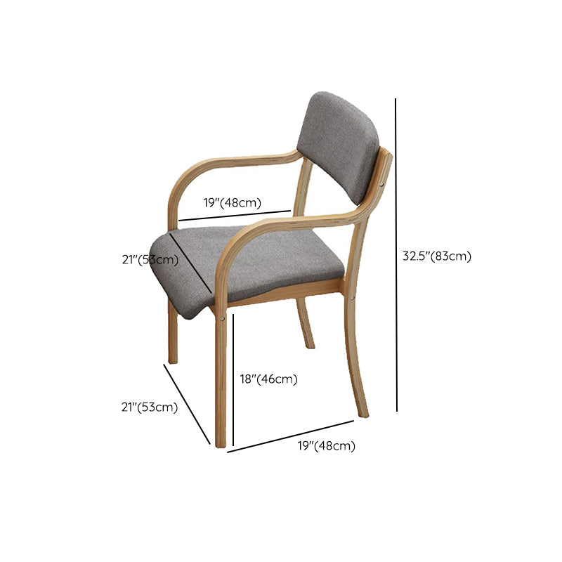 Fabric Arm Chair Solid Wood Open Back Dining Chair in Natural