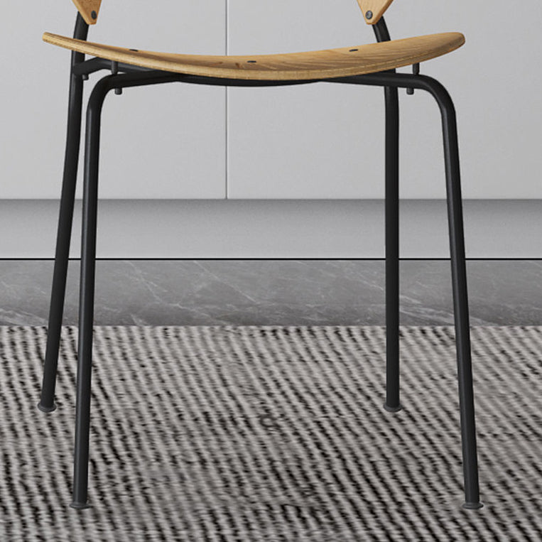 Metal Base Dining Chairs Modern Style Open Back Armless Chair