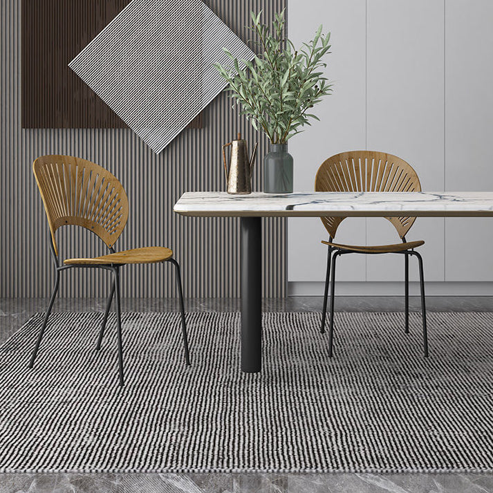 Metal Base Dining Chairs Modern Style Open Back Armless Chair