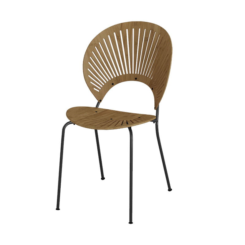 Metal Base Dining Chairs Modern Style Open Back Armless Chair