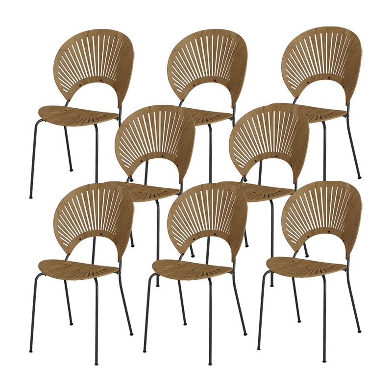 Metal Base Dining Chairs Modern Style Open Back Armless Chair