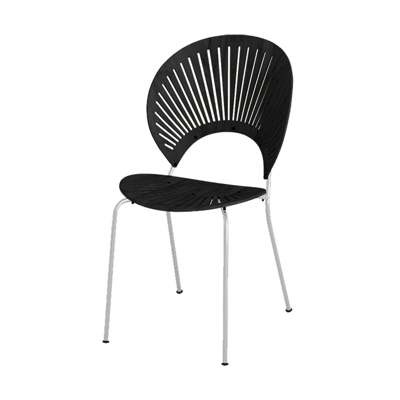 Metal Base Dining Chairs Modern Style Open Back Armless Chair