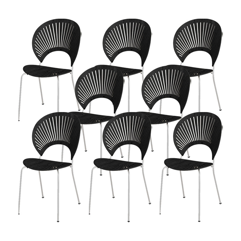 Metal Base Dining Chairs Modern Style Open Back Armless Chair