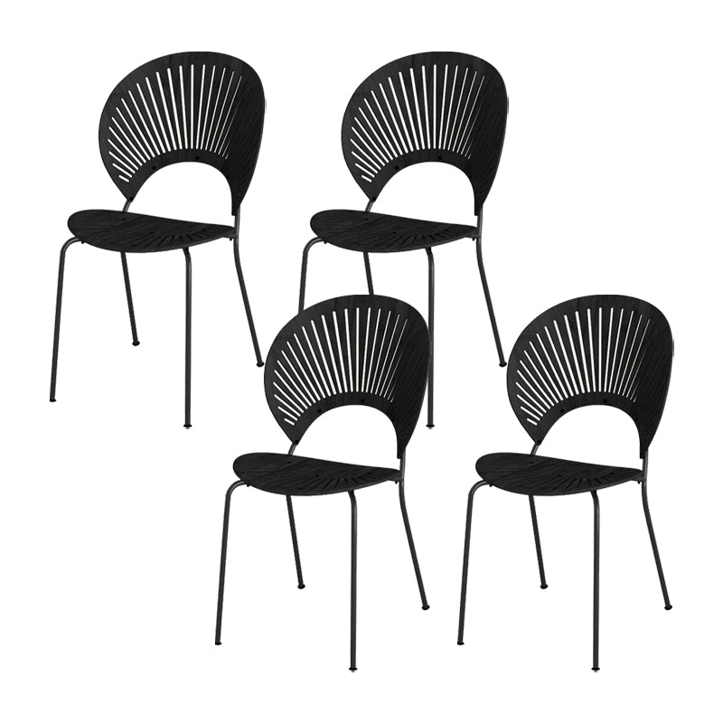Metal Base Dining Chairs Modern Style Open Back Armless Chair