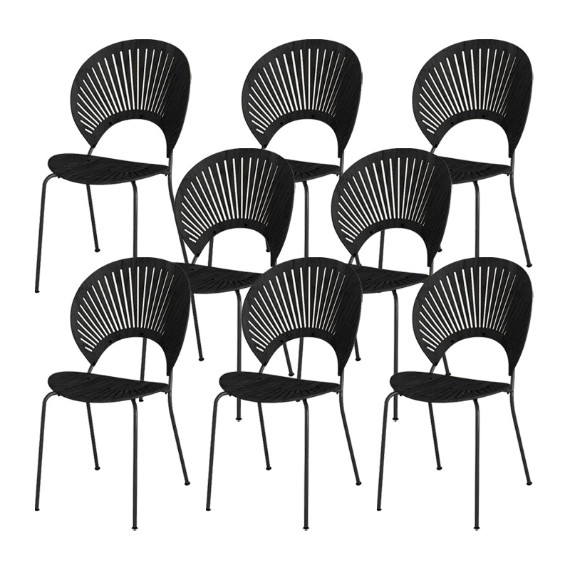 Metal Base Dining Chairs Modern Style Open Back Armless Chair