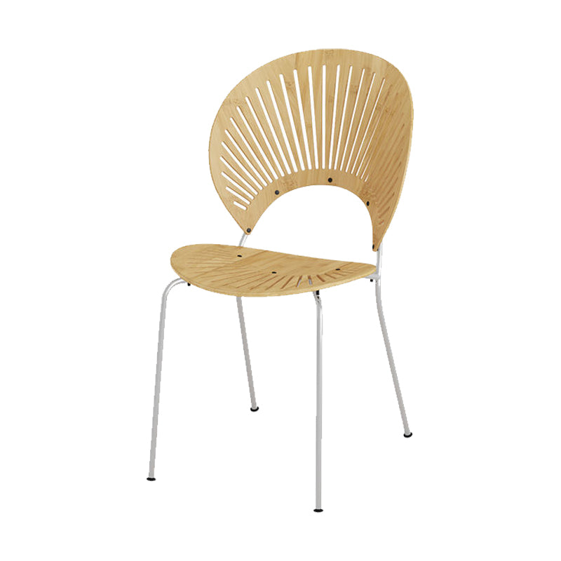 Metal Base Dining Chairs Modern Style Open Back Armless Chair