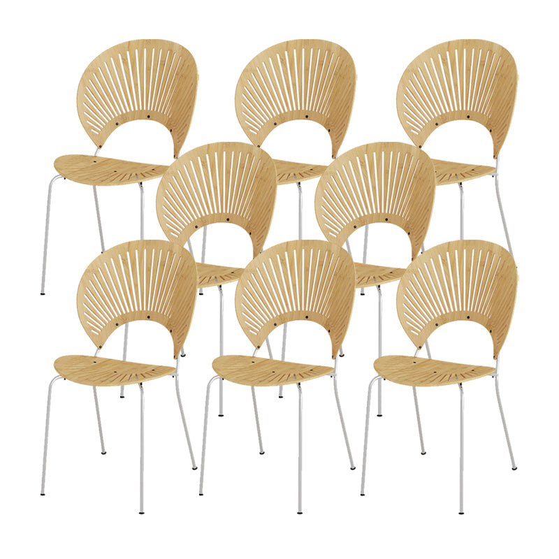 Metal Base Dining Chairs Modern Style Open Back Armless Chair