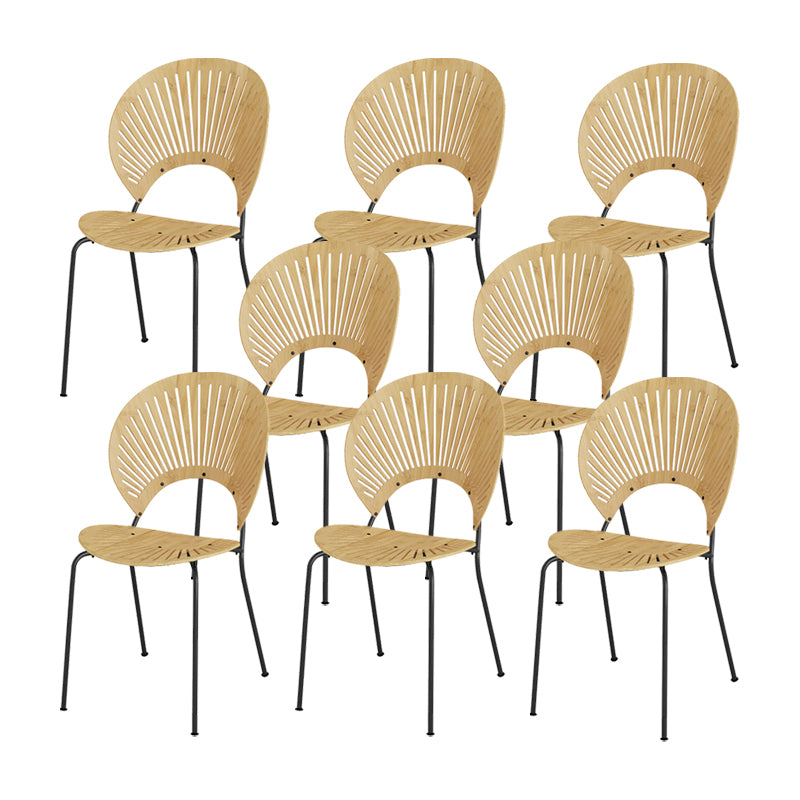 Metal Base Dining Chairs Modern Style Open Back Armless Chair