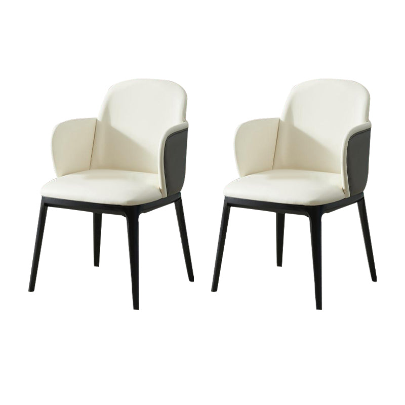 Faux Leather Dining Chairs Industrial Style Arm Chair with Black Leg