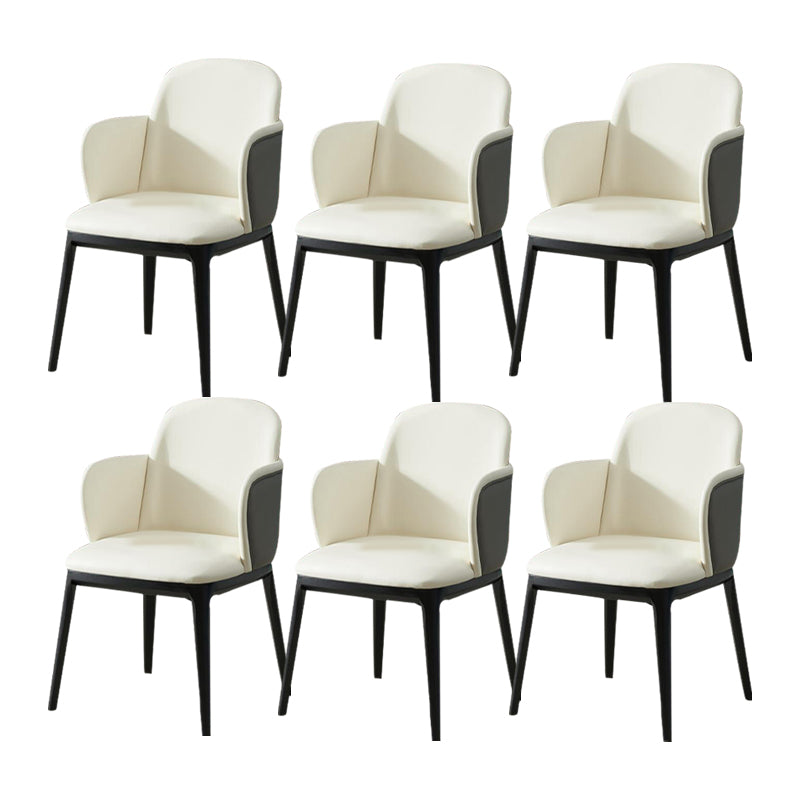 Faux Leather Dining Chairs Industrial Style Arm Chair with Black Leg