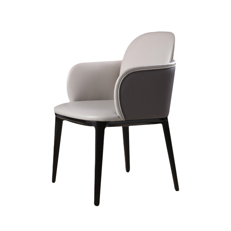 Faux Leather Dining Chairs Industrial Style Arm Chair with Black Leg