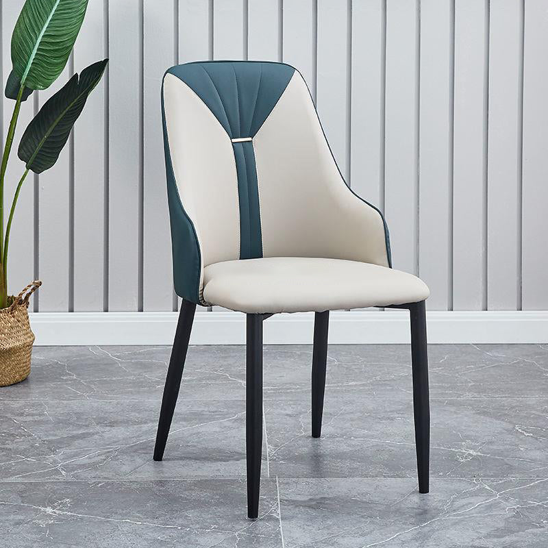 PU Leather Dining Chairs Industrial Style Arm Chair with Black Legs